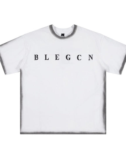 Mein Shop 0 Spray Painting Outline Short Sleeve Men's High Street Design Sense