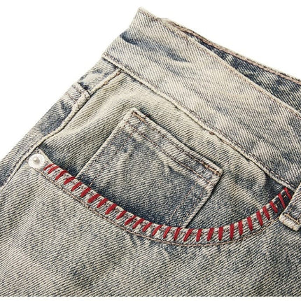 Mein Shop 0 Vintage Embroidery Phantom Zipper Straight Jeans—-4533
