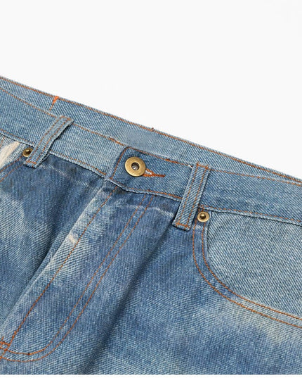 Mein Shop 0 Vintage Washed Distressed Straight Jeans—9070