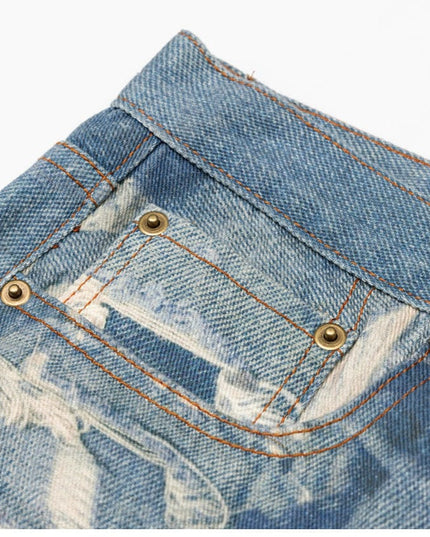 Mein Shop 0 Vintage Washed Distressed Straight Jeans—9070