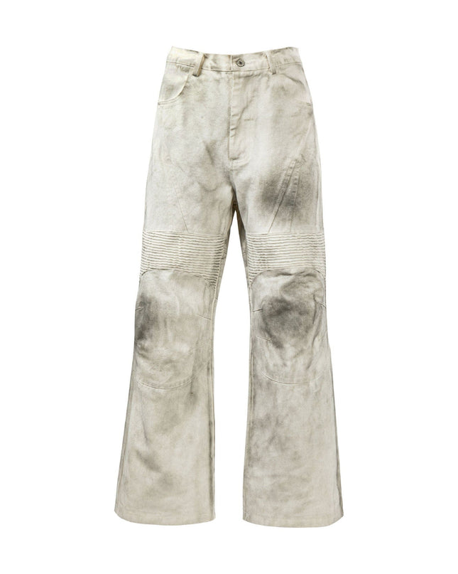 Mein Shop 0 Washed Old Color Pleated Stitching Straight Cargo Loose Trousers