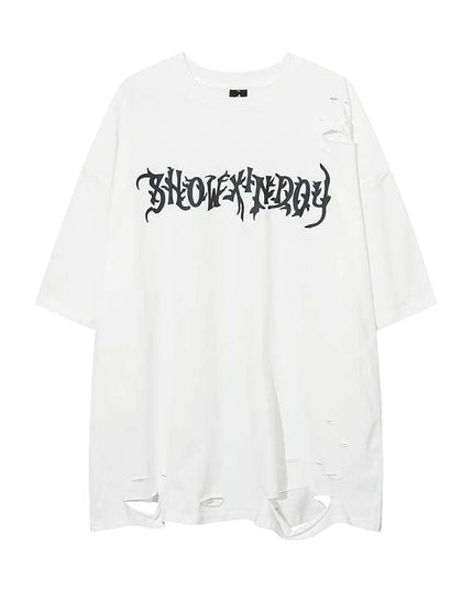 Mein Shop 0 White / M Men Trendy Brands Loose Dark Distressed Top