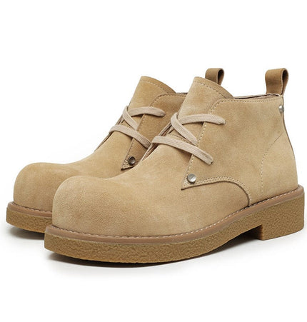 Mein Shop 0 Yellow Medium / 35 Women Casual Platform Height-increasing Martain Boots Big Head Derby Shoes British Style