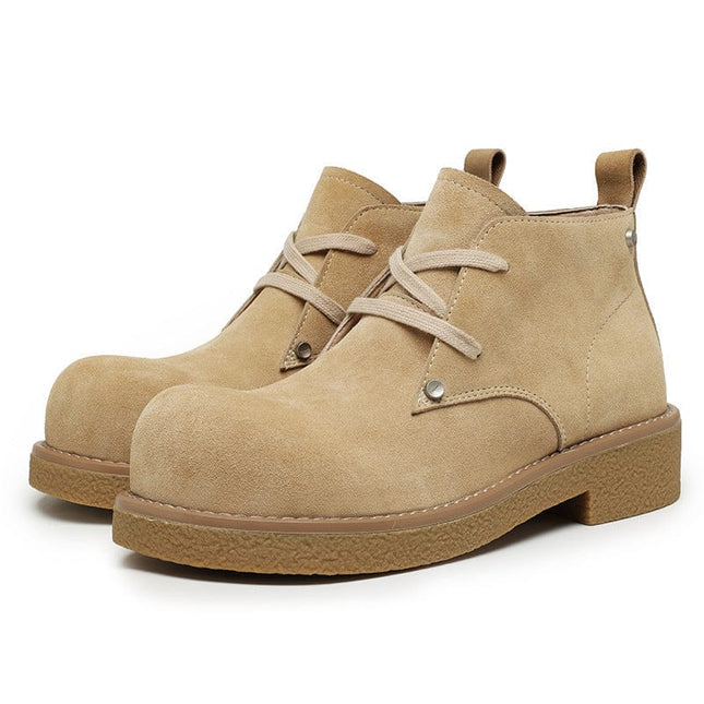 Mein Shop 0 Yellow Medium / 35 Women Casual Platform Height-increasing Martain Boots Big Head Derby Shoes British Style