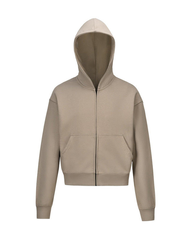 TALKLESSFASHION 0036 American retro trend men's and women's high street version design solid color men's zipper short and wide hooded sweatshirt