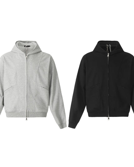 TALKLESSFASHION 0172 American men's and women's high-end trend solid color deconstructed jacket design men's loose cardigan hooded sweatshirt