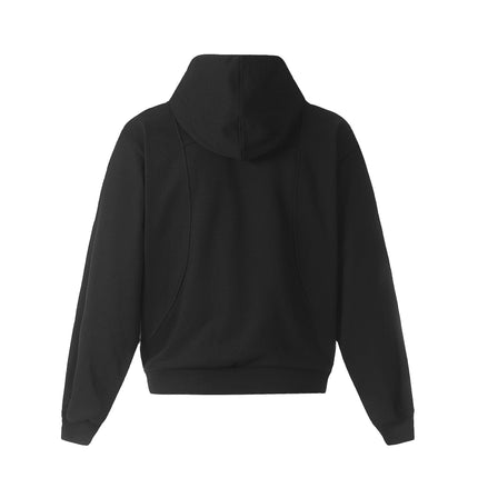 TALKLESSFASHION 0173 American high-end trend solid color neutral deconstructed coat design men's loose cardigan hooded sweatshirt
