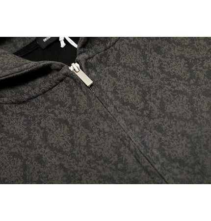 THETLSTUDIO 0264 American retro trend high-end men's and women's heavy jacquard design men's zipper short and wide hooded sweatshirt