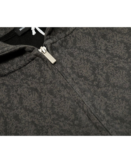 TALKLESSFASHION 0264 American retro trend high-end men's and women's heavy jacquard design men's zipper short and wide hooded sweatshirt