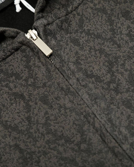 TALKLESSFASHION 0264 American retro trend high-end men's and women's heavy jacquard design men's zipper short and wide hooded sweatshirt