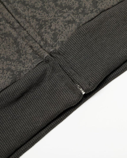 TALKLESSFASHION 0264 American retro trend high-end men's and women's heavy jacquard design men's zipper short and wide hooded sweatshirt