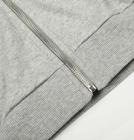 TALKLESSFASHION 0267 American retro trend men's and women's turquoise design solid color men's zipper short and wide hooded sweatshirt