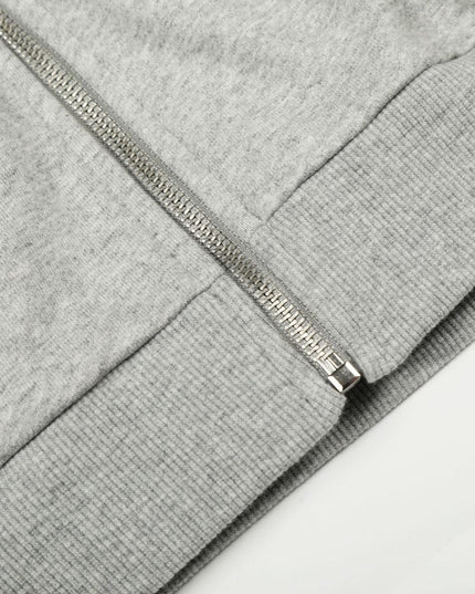 TALKLESSFASHION 0267 American retro trend men's and women's turquoise design solid color men's zipper short and wide hooded sweatshirt