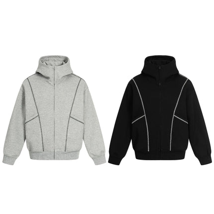 TALKLESSFASHION 0269 American retro trend men's and women's jacket type topline deconstruction design men's loose hooded cardigan sweatshirt