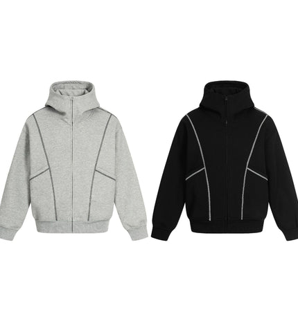 TALKLESSFASHION 0269 American retro trend men's and women's jacket type topline deconstruction design men's loose hooded cardigan sweatshirt
