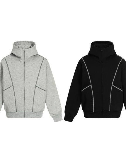 TALKLESSFASHION 0269 American retro trend men's and women's jacket type topline deconstruction design men's loose hooded cardigan sweatshirt