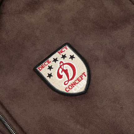 TALKLESSFASHION 0275 American retro high-end solid color badge design heavy men's short and wide fleece cardigan sweatshirt jacket