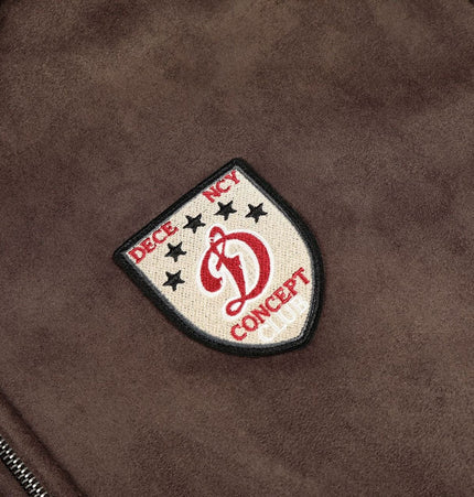 THETLSTUDIO 0275 American retro high-end solid color badge design heavy men's short and wide fleece cardigan sweatshirt jacket