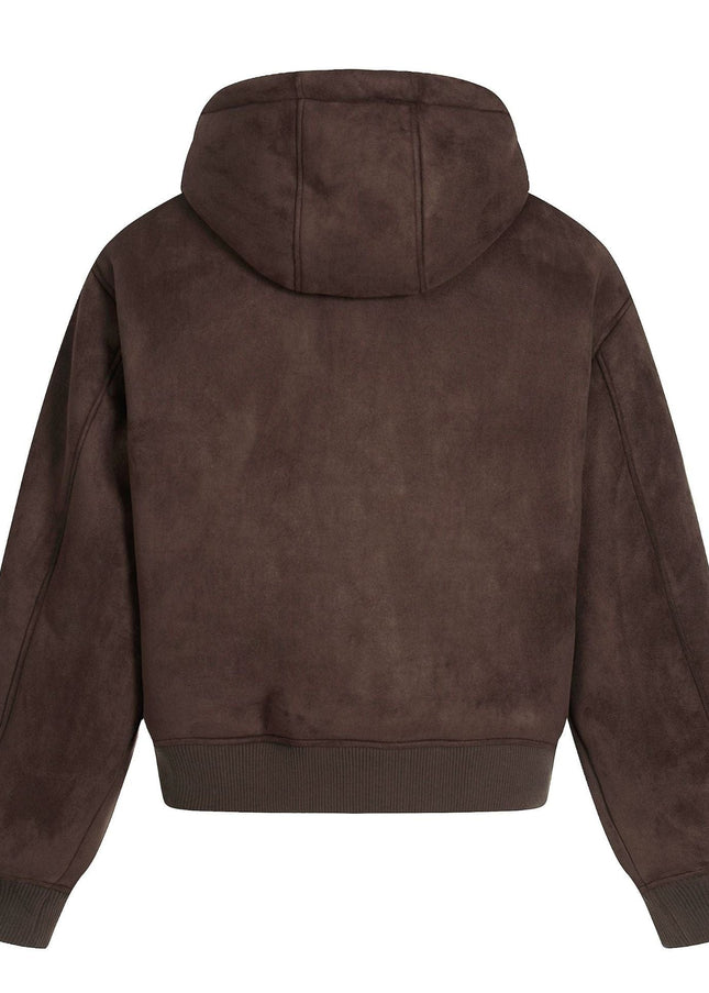 TALKLESSFASHION 0275 American retro high-end solid color badge design heavy men's short and wide fleece cardigan sweatshirt jacket