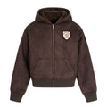 TALKLESSFASHION 0275 American retro high-end solid color badge design heavy men's short and wide fleece cardigan sweatshirt jacket