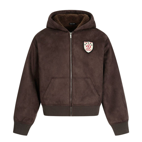 THETLSTUDIO 0275 American retro high-end solid color badge design heavy men's short and wide fleece cardigan sweatshirt jacket