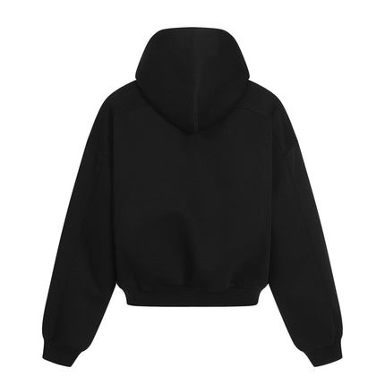 TALKLESSFASHION 0276 American street trend neutral trend retro solid color simple design short and wide men's thickened hooded sweatshirt