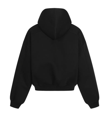 TALKLESSFASHION 0276 American street trend neutral trend retro solid color simple design short and wide men's thickened hooded sweatshirt