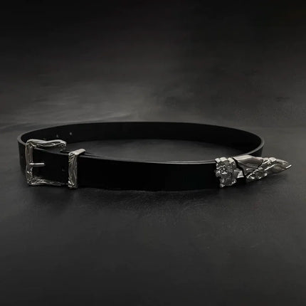 TALKLESSFASHION 105cm Direction of Light imported cowhide broken sword cleanfit belt men's design niche belt