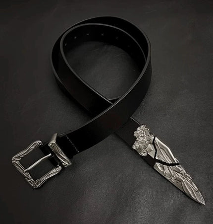 THETLSTUDIO 105cm Direction of Light imported cowhide broken sword cleanfit belt men's design niche belt