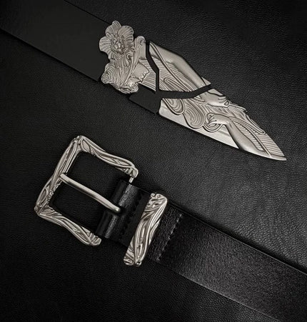 THETLSTUDIO 105cm Direction of Light imported cowhide broken sword cleanfit belt men's design niche belt