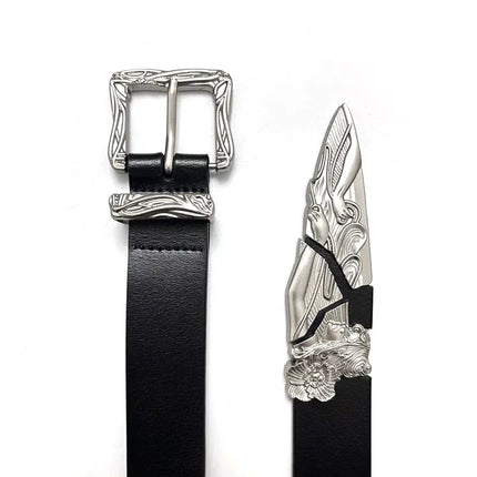 TALKLESSFASHION 105cm Direction of Light imported cowhide broken sword cleanfit belt men's design niche belt