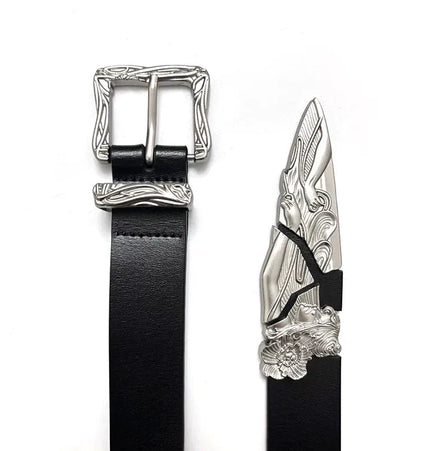 THETLSTUDIO 105cm Direction of Light imported cowhide broken sword cleanfit belt men's design niche belt