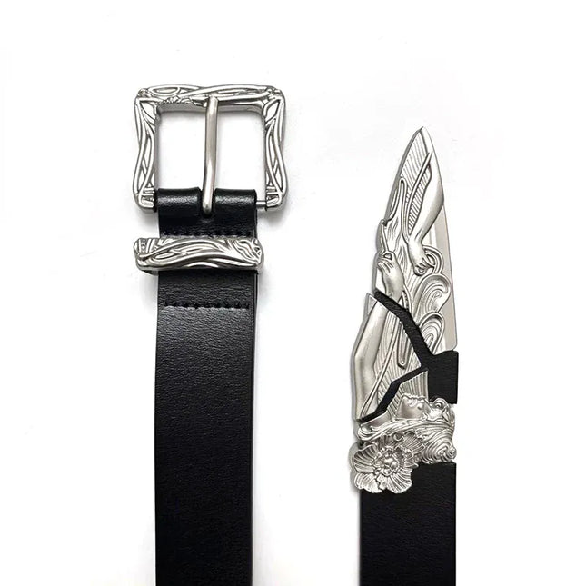 TALKLESSFASHION 105cm Direction of Light imported cowhide broken sword cleanfit belt men's design niche belt