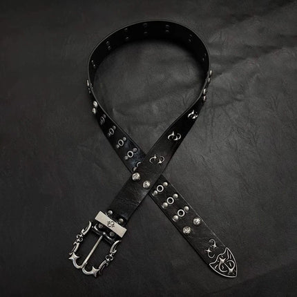 TALKLESSFASHION 105cm Direction of Light jeans rivet belt Vintage belt men's design sense niche second-hand