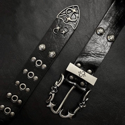 TALKLESSFASHION 105cm Direction of Light jeans rivet belt Vintage belt men's design sense niche second-hand