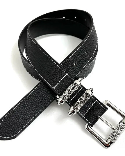 TALKLESSFASHION 105cm Direction of Light Roller Y2K metal leather belt male design niche versatile retro belt