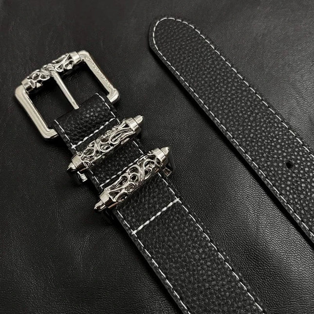 TALKLESSFASHION 105cm Direction of Light Roller Y2K metal leather belt male design niche versatile retro belt