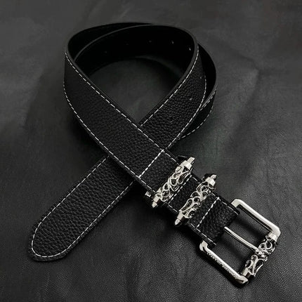 TALKLESSFASHION 105cm Direction of Light Roller Y2K metal leather belt male design niche versatile retro belt