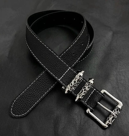 THETLSTUDIO 105cm Direction of Light Roller Y2K metal leather belt male design niche versatile retro belt