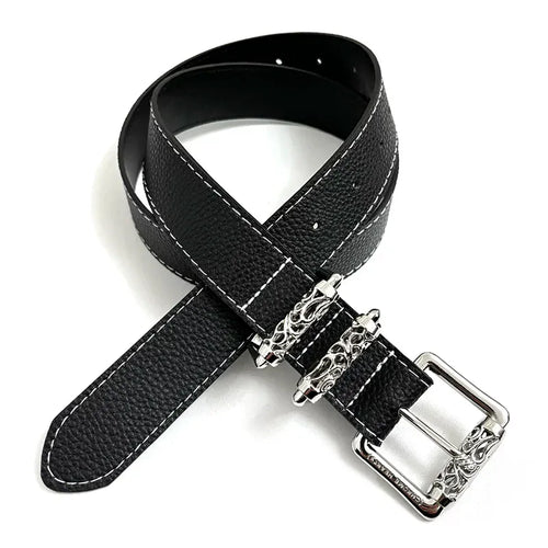 THETLSTUDIO 105cm Direction of Light Roller Y2K metal leather belt male design niche versatile retro belt