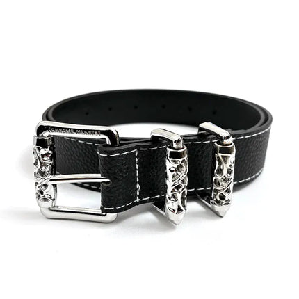 TALKLESSFASHION 105cm Direction of Light Roller Y2K metal leather belt male design niche versatile retro belt