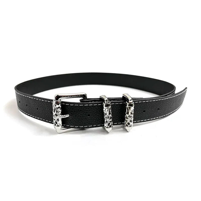 TALKLESSFASHION 105cm Direction of Light Roller Y2K metal leather belt male design niche versatile retro belt