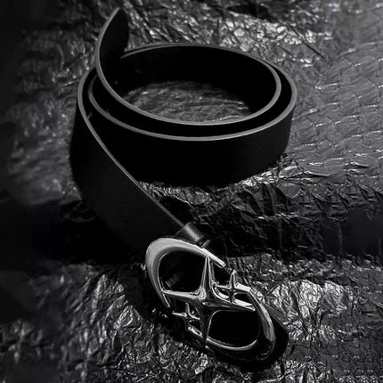 TALKLESSFASHION 105cm Direction oflight niche trouser belt American premium ins buckle belt black belt men's and women's accessories