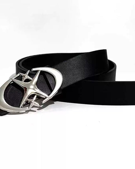 TALKLESSFASHION 105cm Direction oflight niche trouser belt American premium ins buckle belt black belt men's and women's accessories
