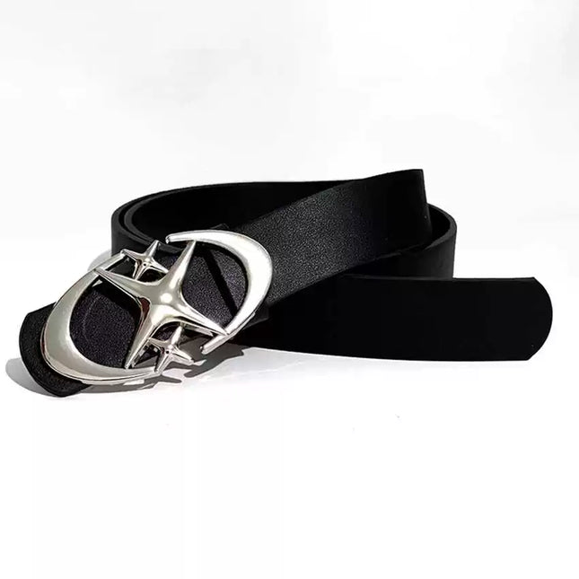 TALKLESSFASHION 105cm Direction oflight niche trouser belt American premium ins buckle belt black belt men's and women's accessories