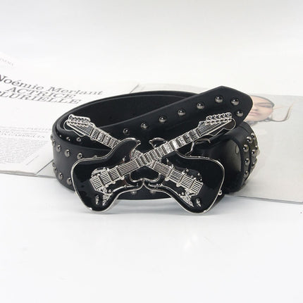 TALKLESSFASHION 105cm in length 3.8cm in width / Guitar willow nails Trend: Shibuya Spice Girls, Hip Hop, Punk, Subculture Accessories, Skull, Hand Stud, Belt, Belt, Pants, Belt, Triple Leather Loop