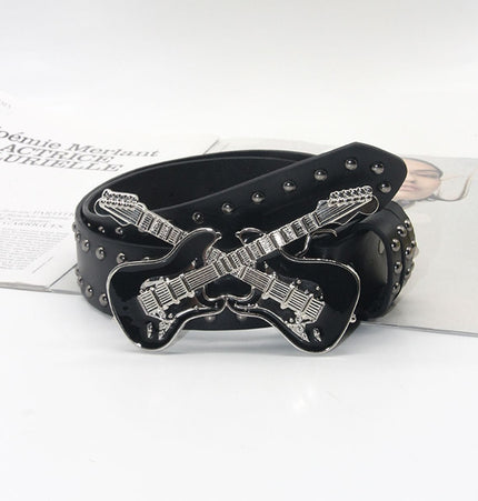 TALKLESSFASHION 105cm in length 3.8cm in width / Guitar willow nails Trend: Shibuya Spice Girls, Hip Hop, Punk, Subculture Accessories, Skull, Hand Stud, Belt, Belt, Pants, Belt, Triple Leather Loop