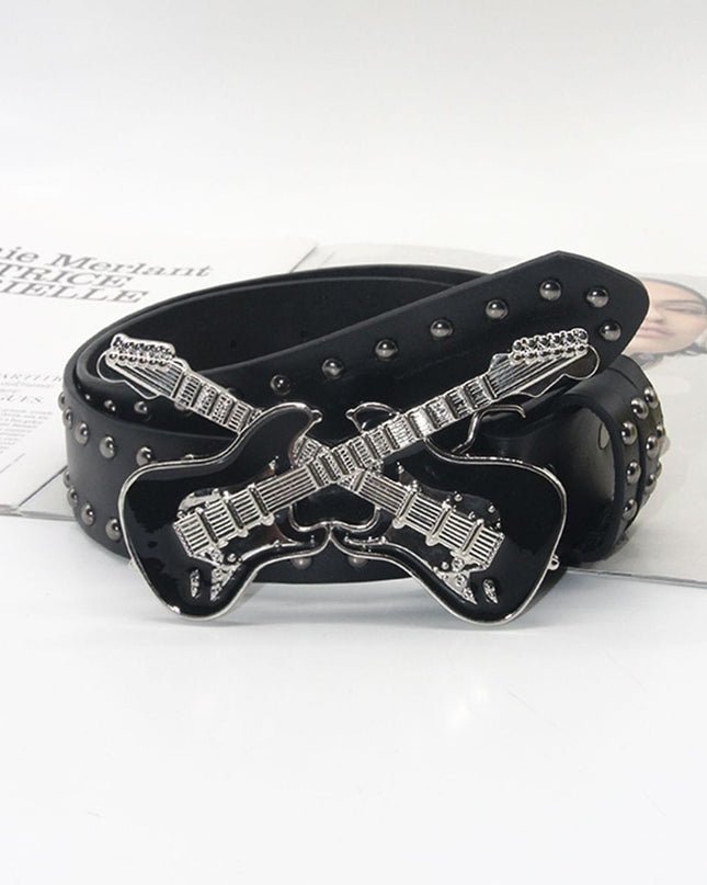 TALKLESSFASHION 105cm in length 3.8cm in width / Guitar willow nails Trend: Shibuya Spice Girls, Hip Hop, Punk, Subculture Accessories, Skull, Hand Stud, Belt, Belt, Pants, Belt, Triple Leather Loop