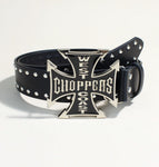108cm long / Black (3.8cm English Cross Buckle Silver Rivet Strap)