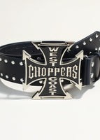 Black (3.8cm English Cross Buckle Silver Rivet Strap)